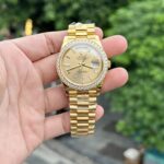 Rolex Replica 11 Watch Day-Date Gold Wrapped Moissanite Diamonds GM Factory 40mm - Image 3