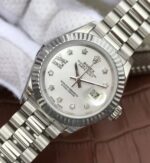 Replica Rolex DateJust 28mm Fluted Bezel White Dial Diamonds Rome Markers Bracelet A2236 - Image 2