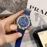 Hublot Replica Watch Big Bang Chronograph With Diamonds Bezel Blue Dial HB Factory 44mm - Image 3