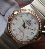 Replica Omega V6 Constellation 35mm SS White Dial Diamonds   Bezel Markers RG Bezel A2500 - Image 2