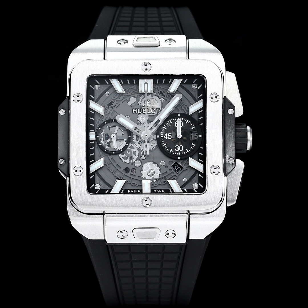 02458179-AD99-0F2A-29DD-62AE7B2708E0.jpg Hublot Big Bang, Square Bang Unico 42mm Textured Rubber Strap(1:1 replica) - Image 1
