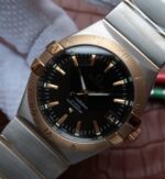 Replica Omega V6 Constellation 35mm YG Bezel Black Dial SS Bracelet A2500 - Image 2