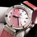 Hublot Classic Fusion Replica Watches Dial Mother Of Pearl Pink + Moissanite Diamonds 33mm - Image 8