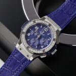 Hublot Fake Watch Big Bang Chronograph Blue Custom Moissanite Diamonds 44mm - Image 2