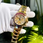 Rolex Daytona Rainbow Replica Watch 18K Gold Wrapped Customs Moissanite   Gemstones 40mm - Image 5