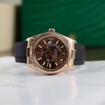 Rolex Replica 1:1 Watch Sky Dweller Chocolate Dial Rubber Strap 42mm