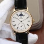 Replica IWC Vintage IW544803 White Dial YG Black Leather Strap