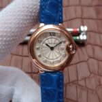 Replica Cartier Ballon Bleu 28mm Ladies RG White Dial Diamonds Markers Ronda Quartz