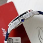 Cartier Santos Best Copies Watch Dial Blue Custom Diamonds Moissanite Hong Kong 39.8mm - Image 7
