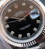 Replica Rolex DateJust 41mm 116334 Fluted Bezel Black Dial Diamonds Markers SS Bracelet A3136 - Image 3