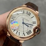 Fake Cartier Watch Ballon Bleu de Rose Gold 42mm Silver Dial Leather Strap WGBB0030 AF(1:1 replica) - Image 8