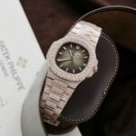 Patek Philippe Nautilus 5711 Replica Watch Gold Wrapped + Moissanite Diamonds Hong Kong Custom 40mm - Image 4