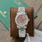 Rolex DateJust Replica Watch Womens Pink Dial Custom Moissanite Diamonds 31mm - Image 2