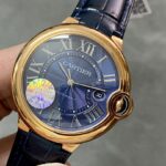 Ballon Bleu De Fake Cartier Watch Rose Gold 42mm Blue Dial Leather Strap WGBB0036 AF(1:1 replica) - Image 8
