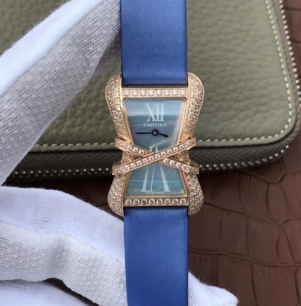 0B8AE778-6EEF-6F00-C008-1288C93E402D.jpg Replica Cartier High Jewelry Watches RG WJ306014 Blue Dial Blue Fabric Strap - Image 1