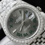 Rolex DateJust Best Copies Watch Dial Wimbledon Encrusted Moissanite Hong Kong 41mm - Image 4