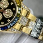 Rolex Replica 1:1 Watch Daytona Rainbow Yellow Gold Plated With Stone 40mm - Image 5