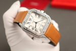 Cartier Santos White Dial Replica Watch Custom Diamonds Moissanite BV Factory 39.8mm - Image 4