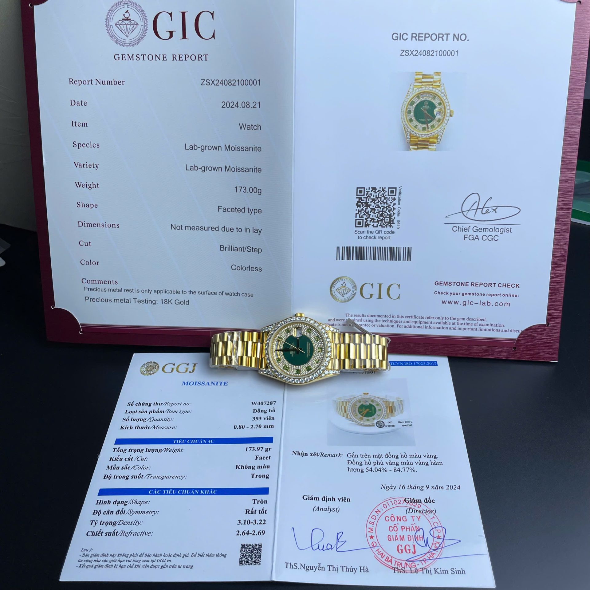 0C3F3B2E-2738-7EBE-262D-FD505A9F3478.jpg Rolex Day-Date Replica Watch Gold Wrapped + Moissanite Diamonds Weight 173 Gram 40mm - Image 1