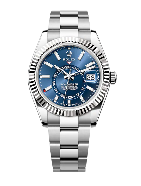 0CBB51AB-D4AE-F35E-5196-C9D62911C9F9.png Sky Dweller Blue Dial 18K White Gold Bezel Steel Jubilee Men’s Watch 326934(1:1 replica) - Image 1