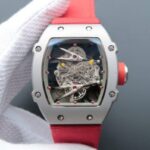 Replica Richard Mille RM027 SS Skeleton Dial Gray Inner Bezel Red Nylon Strap 6T51
