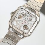 Fake Cartier Watch Santos large model mechanical movement with manual winding caliber Steel Blue Skeleton Dial WHSA0026 TWF(1:1 replica) - Image 2