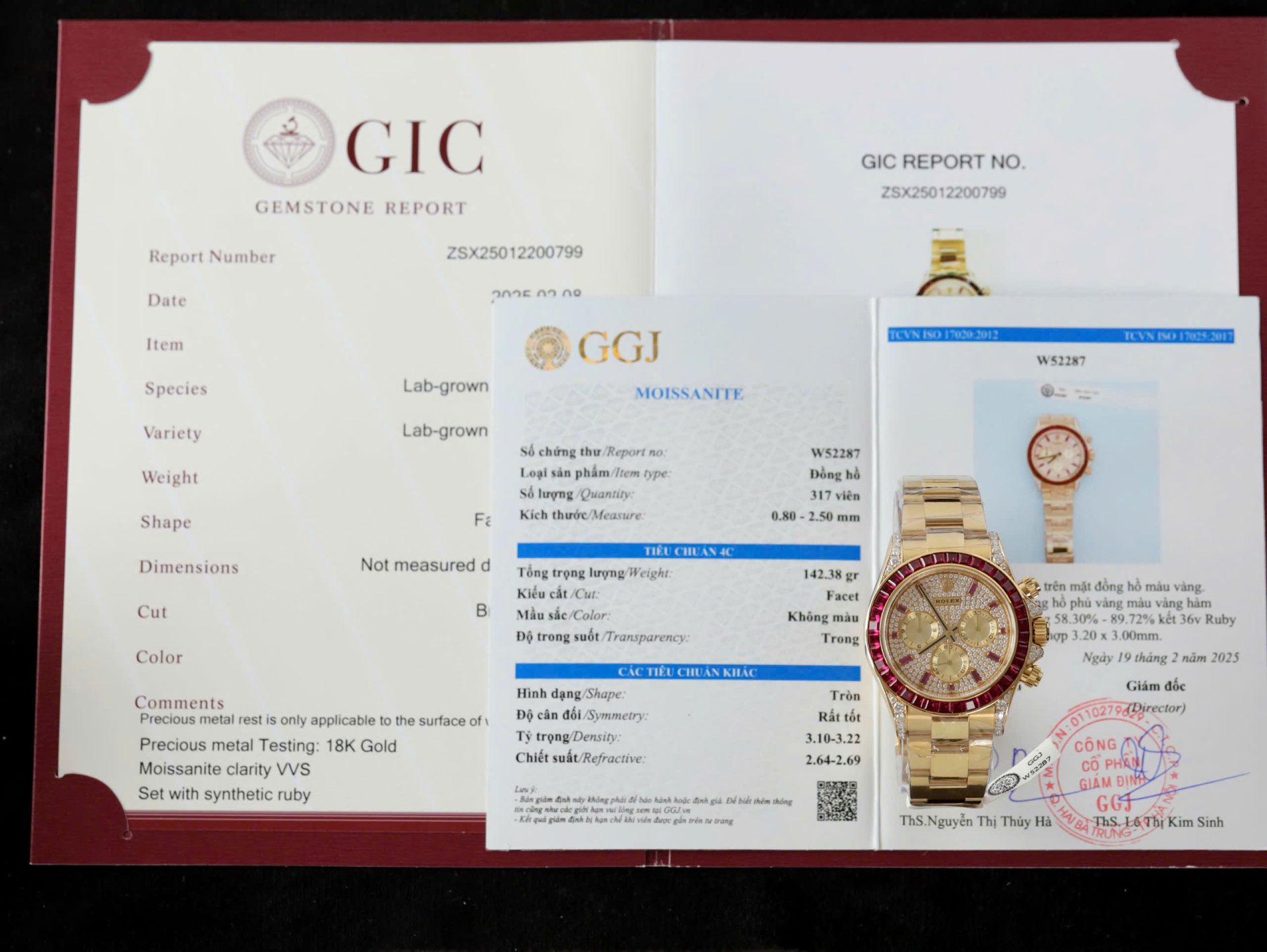 0DFD1BA4-48BB-A530-1A85-0963021724DF.jpg Rolex Daytona 126598TRU Replica Watches Custom Gold Wrapped + Ruby + Diamonds Moissanite 40mm - Image 1