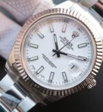 Replica Rolex DateJust II SS Fluted Bezel White Dial SS Bracelet A3136 - Image 2
