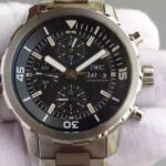 Replica IWC V6 Aquatimer Chrono IW376803 Black Dial SS Bracelet A7750