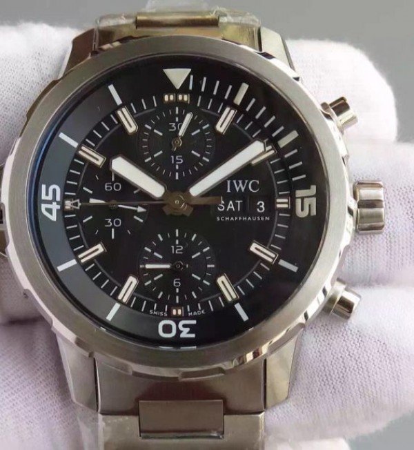 0E312C3D-2A61-DDD6-D247-816AC57B7125.jpg Replica IWC V6 Aquatimer Chrono IW376803 Black Dial SS Bracelet A7750 - Image 1