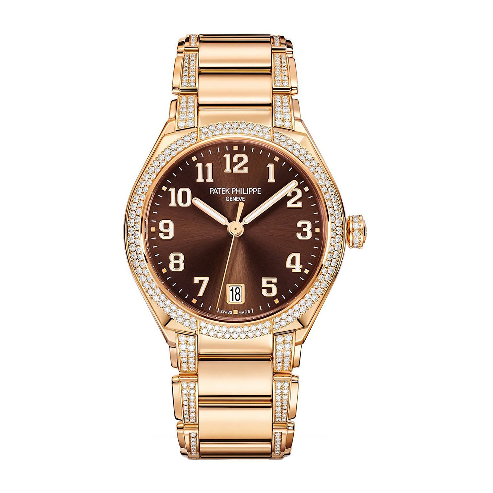 0EA1D570-03D4-E828-FB47-7A1EBF14BCD9.jpg Fake Diamond Watch Replica Patek Philippe Twenty~4 Ladies Rose Gold/Diamonds Brown Dial 7300/1201R-010(1:1 replica) - Image 1
