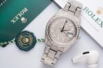 Rolex DateJust Rep 11 Watch Full Diamond Moissanite White 41mm - Image 2