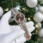Rolex Replica Watch DateJust Chocolate Dial Custom Benzel Moissanite Diamonds 31mm - Image 3