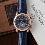 Patek Philippe Replica Watch Complications 5905R Chronograph Blue Dial Leather Strap 41mm - Image 3