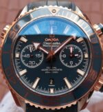 Replica Omega OMF Planet Ocean Master Chronometer SS/RG Blue Bezel Blue Dial Leather Strap A9901 - Image 3