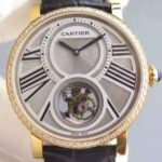 Replica Cartier Rotonde De Cartier Tourbillon YG Diamonds Bezel