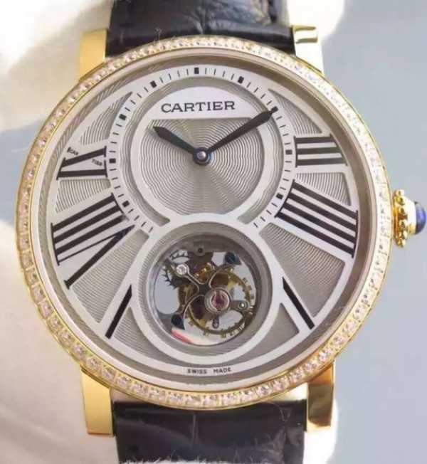 0FC74327-A13C-58F9-1E39-D8C80A103EFB.jpg Replica Cartier Rotonde De Cartier Tourbillon YG Diamonds Bezel - Image 1