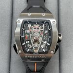 Luxury Best Richard Mille RM 40-01 Replica McLaren Speedtail ?C Water-Drop Case, Black Rubber Strap, Swiss Movement
