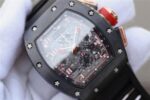 Replica Richard Mille RM011 Black Ceramic RG Chrono Skeleton Dial Black Rubber Strap A7750 - Image 3