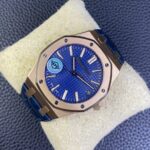Audemars Piguet Replica AP Watch Royal Oak Selfwinding ??50th Anniversary?? 41mm Rose Gold Blue Dial Leather Strap 15510OR.OO.D315CR.01-APS(1:1 replica) - Image 8