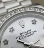 Replica Rolex DateJust 28mm Diamonds Bezel White Dial Diamonds Rome Markers Bracelet A2236 - Image 9