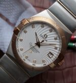 Replica Omega V6 Constellation 35mm YG Bezel White Textured Dial SS Bracelet A2500 - Image 2