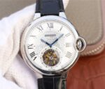 Replica Cartier Ballon Bleu de Cartier Tourbillon SS Leather Strap