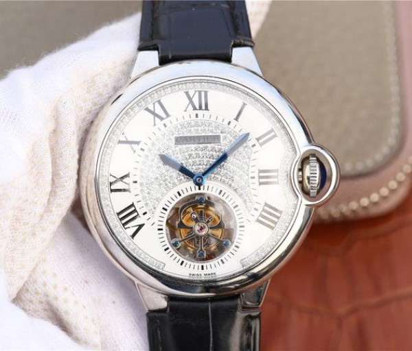 11490C19-07F4-D6B9-DB1A-6F11CEBC2800.jpg Replica Cartier Ballon Bleu de Cartier Tourbillon SS Leather Strap - Image 1