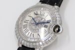Cartier Blue Balloon Square Diamonds Full Sky Watch-Roman Numerals-White-Leather-42mm(1:1 replica) - Image 2
