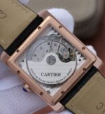 Replica Cartier Tank MC RG Black Textured Dial Diamonds Bezel Leather Strap - Image 6