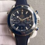Replica Omega Seamaster Professional Chronograph Blue Bezel Blue Dial Rubber Strap A9900