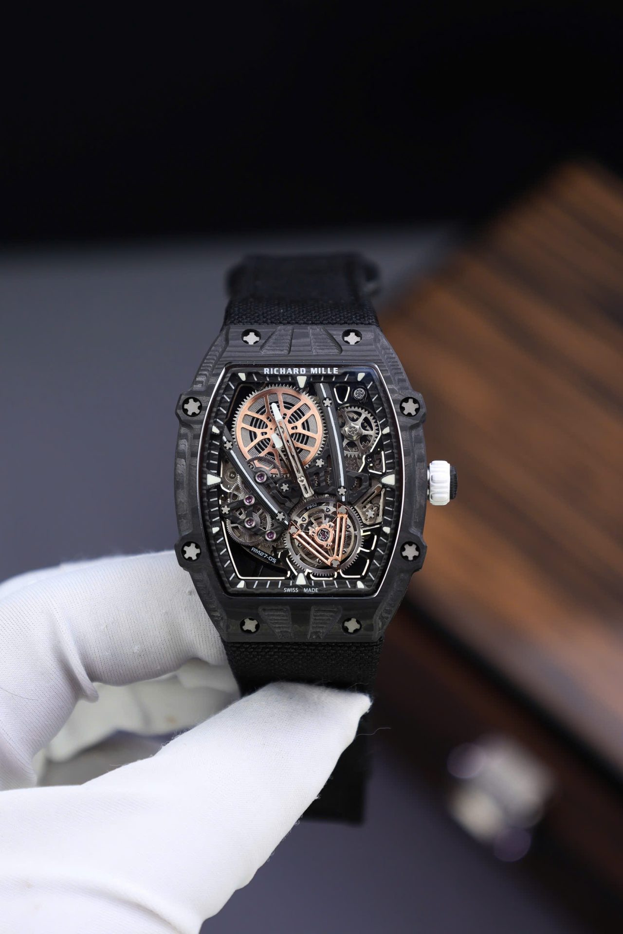 13EF1B3F-2456-1567-1B38-539CA38BDAE0.jpg Richard Mille Copies Watches RM27-05 Rafael Nadal Carbon Black 37.25??47.25mm - Image 1
