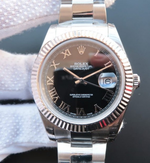 140F9ADA-560E-B0FB-1530-5EC101387D29.jpg Replica Rolex DateJust 41mm 116334 SS Black Dial Roman Markers SS Bracelet A3136 - Image 1