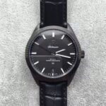Replica Omega Globemaster Master DLC Black Dial Leather Strap A8900